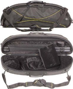 Gewa 307V Sports Style Half-Moon 4/4 Violin Case with Black Exterior and Black Interior